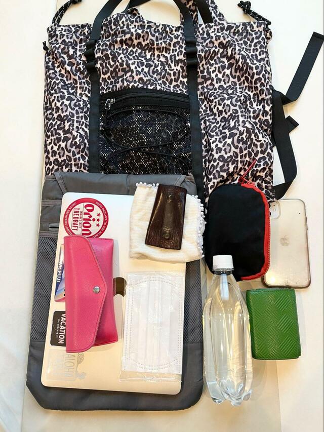 【niko and... オリジナルメッシュ2WAYナップサック】500mlの水筒や財布、鍵やハンカチなども余裕で収納できました!