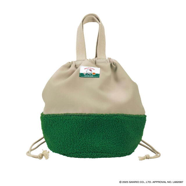 【ハローキティ×珈琲館 ハッピーバッグ2026】ボア巾着バッグ／巾着ならではのコロンとしたフォルムが特徴です