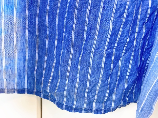 【無印良品 婦人 リネン 洗いざらし長袖シャツワンピース】洗濯後。ナチュラルなシワ感で悪目立ちしません！