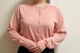 【ユニクロ UVカットクルーネックカーディガン（長袖）】ピンクがかわいい１