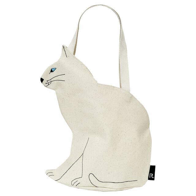 可愛いおすわりねことお出かけ♪トートバッグ「EU.デリ.オスワリネコｰA」カラー：01/ SHIRO