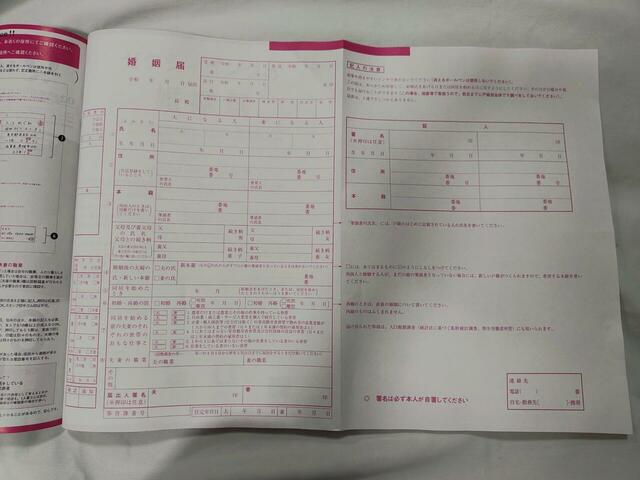 ピンクの婚姻届