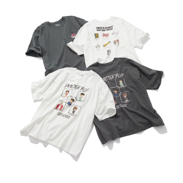 【『名探偵コナン』×and ST】「BAYFLOW」／【名探偵コナン】探偵団Tシャツ（全2色）￥5,500　などユニセックスで着用できるTシャツ2型を展開