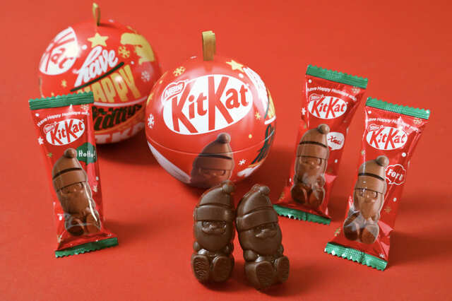 【ねこねこ×キットカット】「キットカット ホリデイサンタ オーナメント缶」5個入 1,296円 今年新たに登場したオーナメント缶!