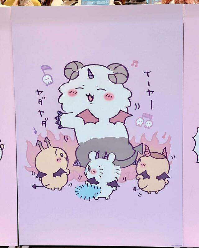 【ちいかわ てんし♡あくま@東京駅】チケット無しでもみることができる外観⑦うさぎが召喚したあのことプリプリ踊る悪魔3人組♡