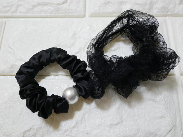 レース＆サテン２Pセットシュシュ