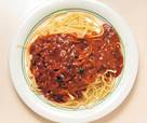 POWA（新橋） ミートソース 690円 ボリューム満点のスパゲティにたっぷりかかったミートソースの味わいに満足。