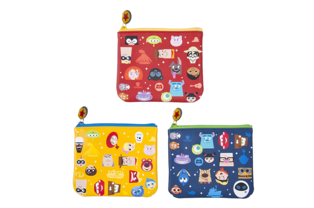 ポーチセット 2,100円｜縦約11.5×横約13.5cm、3個セット｜販売店舗「エンポーリオ」｜東京ディズニーシー「ピクサー・プレイタイム」スペシャルグッズ