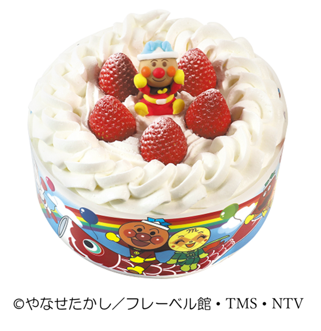 「それいけ!アンパンマン苺のショートケーキ」<価格:4,980円(税込)>【【不二家】GWは「ペットボトルカバープレゼントキャンペーン」開催!こどもの日のお祝いにぴったりなケーキも登場!】