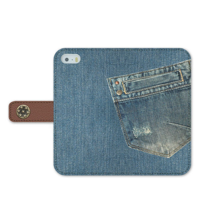 手帳型 スマホケース デニムプリント