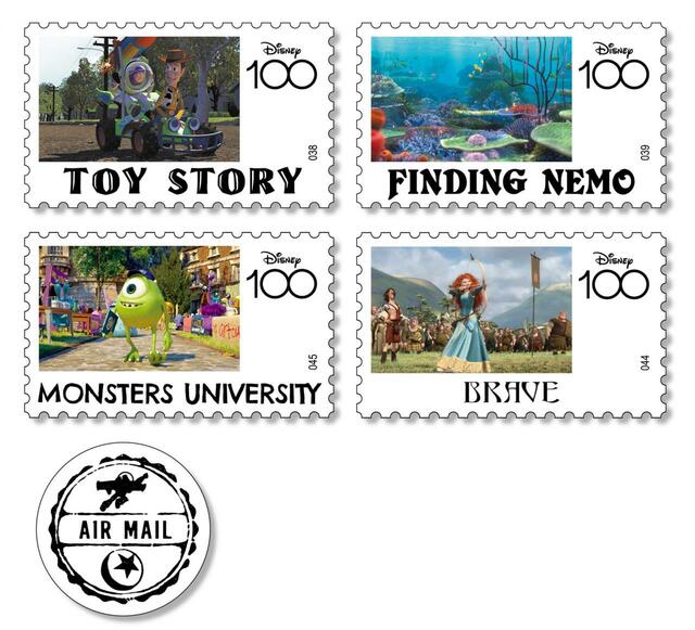 H賞 切手風ステッカーセット｜Happyくじ「Disney100」