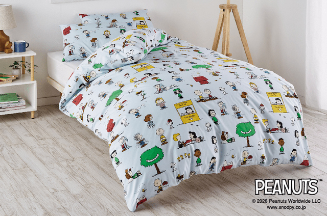 PEANUTS 掛けふとんカバー/ピローケース　ブルー