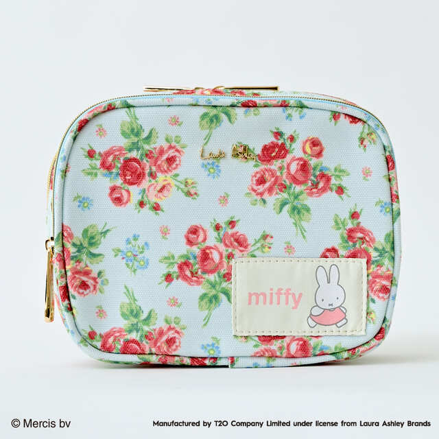「ミッフィー ローラ アシュレイ BOXポーチ」ブルー ¥4,180