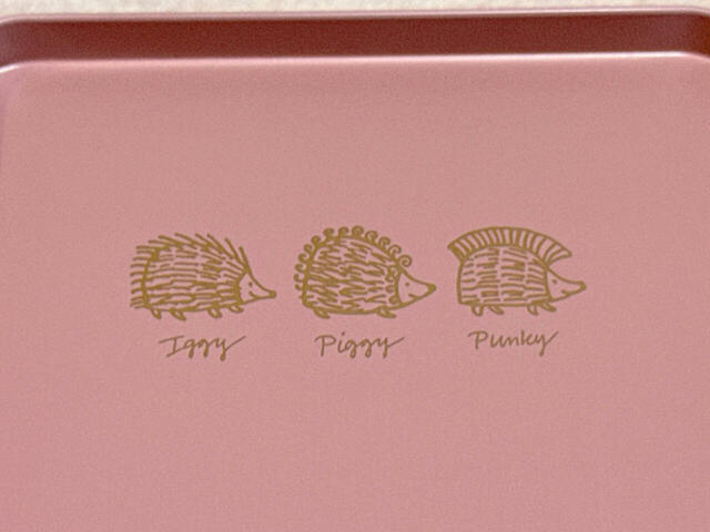 内側も大人かわいいくすみピンク。はりねずみ3兄弟のイラストデザインがかわいすぎる〜!