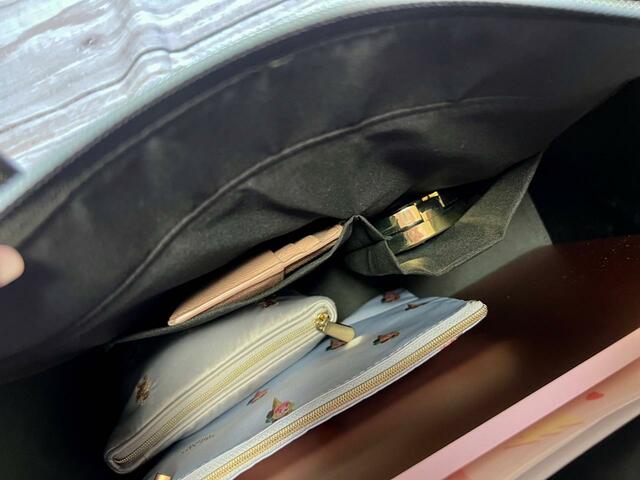 【ファッションセンターしまむら】中央スペースのポケットには、ミニ財布やクッションファンデなどよく取り出しやすいものを入れるのがおすすめ