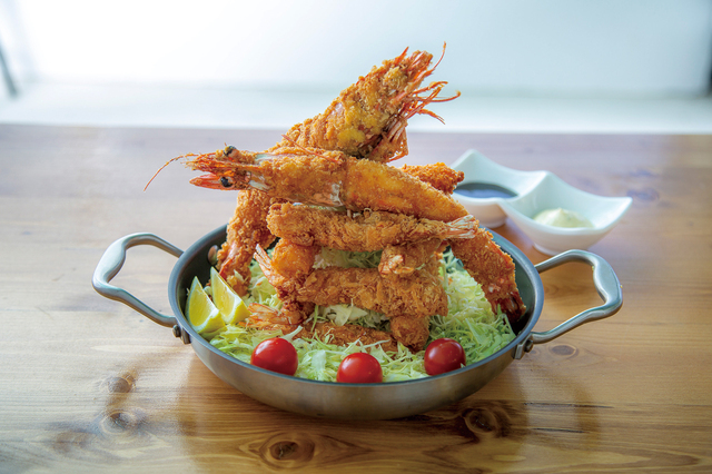 ジャンボエビフライタワー 3800円【道の駅 琴の浦】