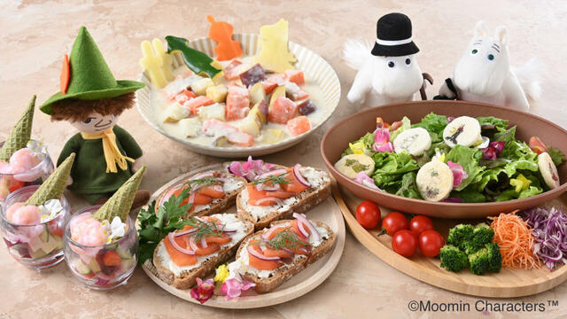 「ランチメニュー(イメージ)」<期間:2025年9月1日~12月28日>【【広島初開催】可愛いムーミンスイーツや北欧料理が楽しめる「ムーミン シーサイドランチブッフェ」2025年9月1日よりスタート!】
