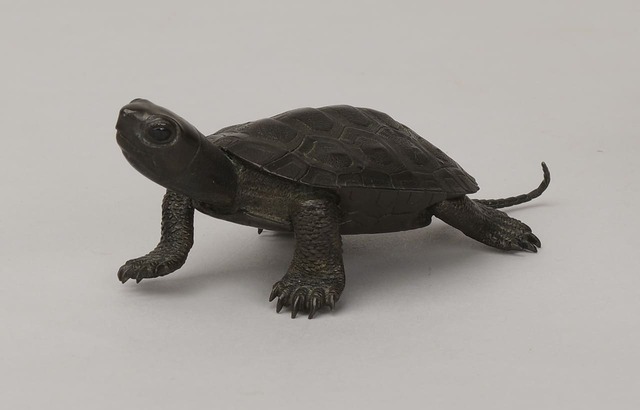 【いきもののかたちー一橋徳川家資料のどうぶつたちー】「銀製亀形文鎮」　当館蔵（一橋徳川家記念室）／重量のある亀がどっしり文鎮として機能してくれそう