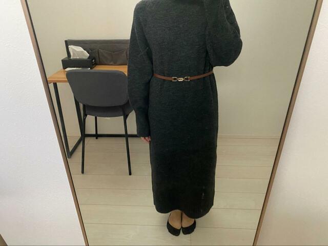 【GU　パフィータッチロングニットワンピース(長袖)】体のラインを必要以上に拾わない設計