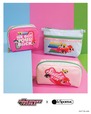 【パワーパフ ガールズ×レスポ―トサック】左から時計回り Square Cosmetic H9×W11×D5cm ￥6,600、Cosmetic Clutch H15×W19×D6cm ￥7,920、Rectangular Cosmetic H9×W16×D5cm ￥7,260