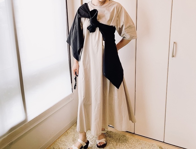 【ワークマン レディースドライサイドポケットランタンスリーブワンピース】一枚で着るのはもちろん、重ね着や小物合わせもできて自由度高い！