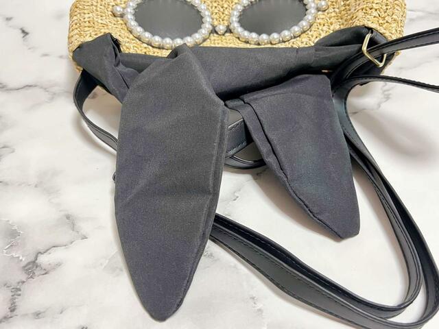 バッグ上部には華やかなリボンが!しまうこともできます【a-jolie(アジョリー)PEARL BASKET 2WAY BAG】