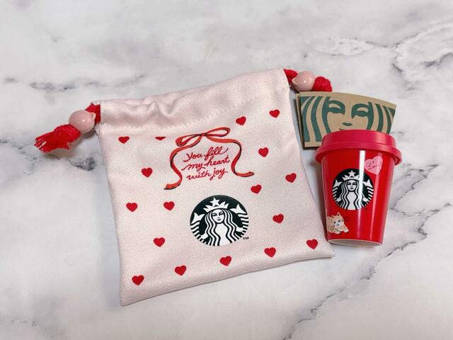 巾着・ミニカップ・スリーブ＆ドリンクチケットのセット！【バレンタイン2026 スターバックスミニカップギフト（ドリンクチケット付）】