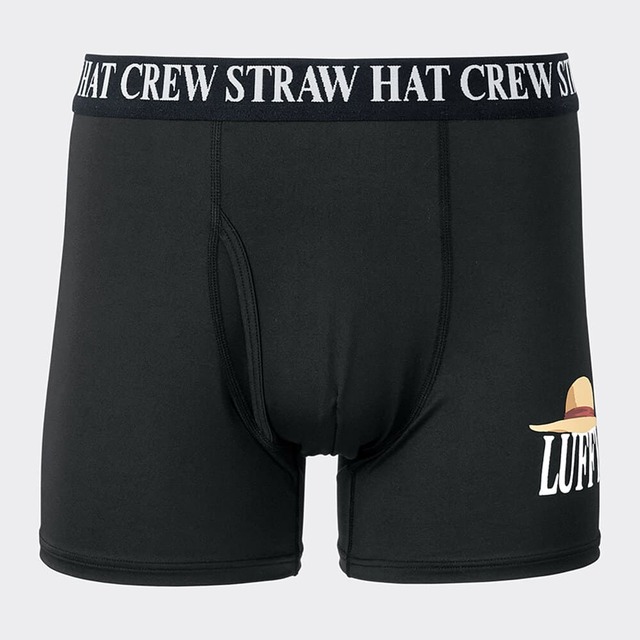 「スタイルドライボクサーパンツ」￥590　サイドにはルフィの帽子が