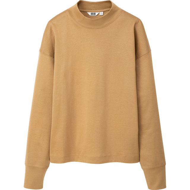 モックネックT（長袖）ブラウン