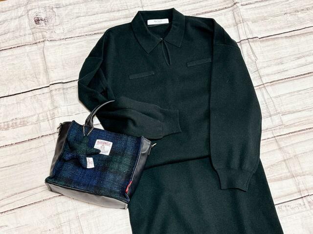 深いグリーンのニットドレスと合わせてみました♪大人っぽくてかわいい!