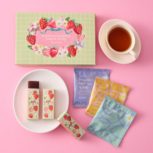 「ストロベリーダージリン羊羹と紅茶のセット」<価格:1,650円(税込)>【【Afternoon Tea】お花のような「いちごクッキー」 や「いちごドリンク」など♪苺シーズン限定ギフト11種を発売!】