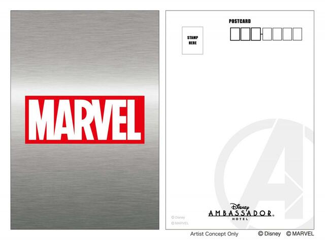 オリジナルデザインのポストカード｜マーベルスペシャルルーム“アベンジャーズ：ヒーローズ・ユナイテッド”｜東京ディズニーリゾート「ディズニーアンバサダーホテル」