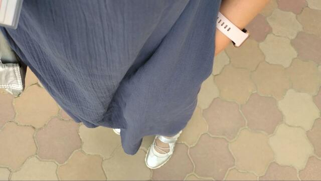 【無印良品 楊柳ガーゼ 五分袖ワンピース】左右には本体と同じガーゼ素材のポケットが。手を入れるととても気持ちいいです！