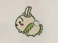うさぎも島に到着してフラダンス衣装にお着替え完了シーンのイラスト。お尻をプリッと見せているのがうさぎらしくてかわいいです♪