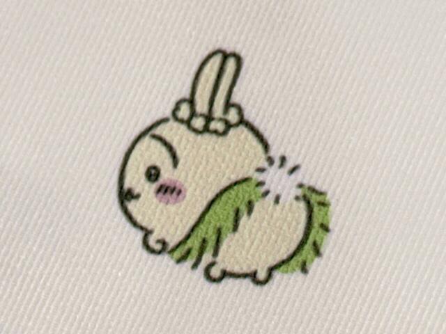 うさぎも島に到着してフラダンス衣装にお着替え完了シーンのイラスト。お尻をプリッと見せているのがうさぎらしくてかわいいです♪