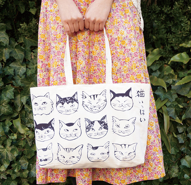 絵てぬぐい 麻の葉／手ぬぐいトートバッグ「猫いっぱい」（1944円）