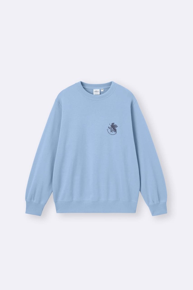 【GU『新世紀エヴァンゲリオン』スペシャルコレクション】「スウェットプルオーバー EVANGELION」カラー: 60 LIGHT BLUE　2,990円　FRONT