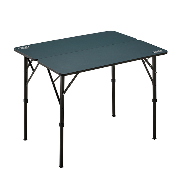 【コールマン　フォールディングリビングテーブル 90（モスグリーン）】2段階の高さ調節機能によりさまざまなシーンで使いやすい軽量テーブル