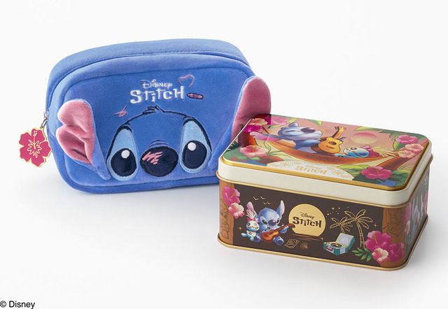 スティッチ/マカダミアチョコレートサンド スペシャル缶(12枚入)スクエアポーチセット 3,630円｜Disney SWEETS COLLECTION by 東京ばな奈