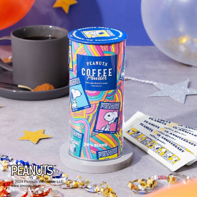 【PEANUTS coffee】「スヌーピー 75th 70年代ブレンド」1,728円（税込）　飛び抜けたカラフルさが目に飛び込んでくる新しいデザイン