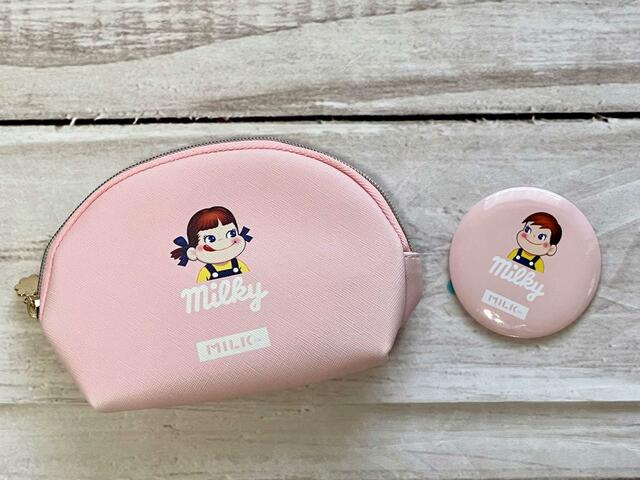 レトロかわいいポーチ&ミラーセット♪【sweet 2023年9月号付録】「MILKFED.(ミルクフェド)特製 ペコちゃんポーチ&ポコちゃんミラー」