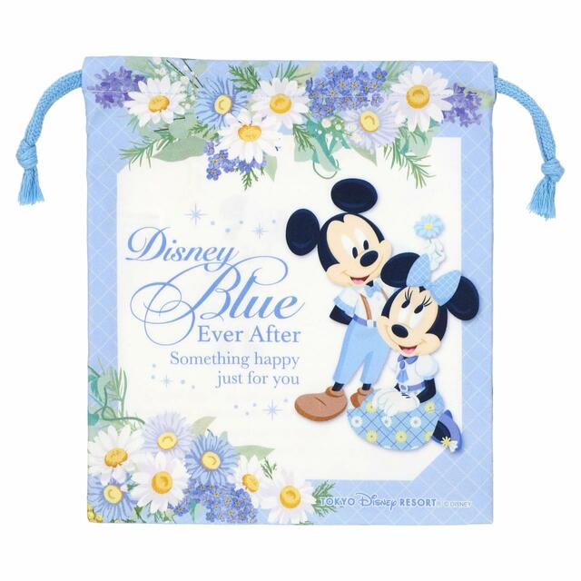 きんちゃく 850円｜サイズ：縦約23×横約20cm｜東京ディズニーリゾート「Disney Blue Ever After」グッズ｜発売日：2023年5月25日（木）｜販売店舗：東京ディズニーランド「ディズニー＆カンパニー」、東京ディズニーシー「ベッラ・ミンニ・コレクション」