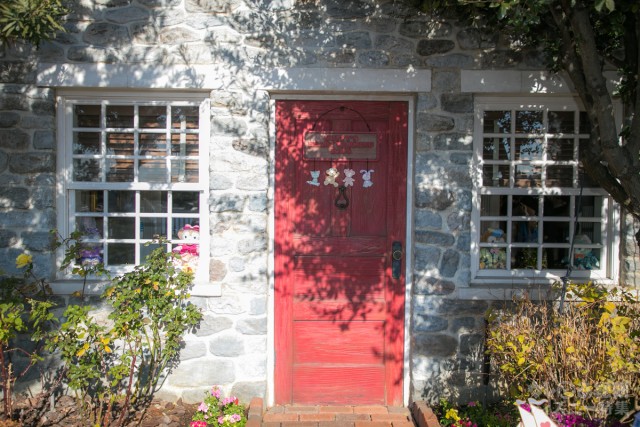 ダッフィー& フレンズが窓辺で外をのぞいている。