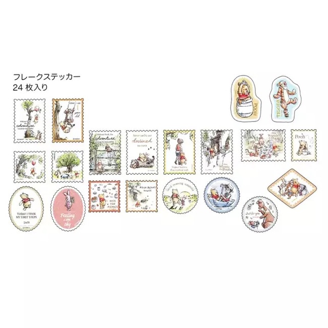 プー&フレンズ シール・ステッカー フレーク 切手風 Classic Pooh Sticker Collection 700円