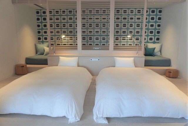 【星野リゾート　リゾナーレ熱海】テラスリビングスイートの寝室