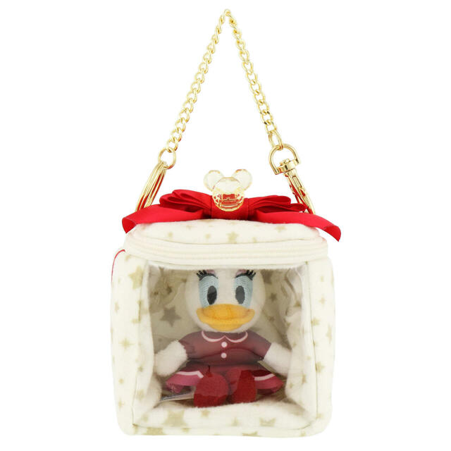 ポーチ 1,600円、ぬいぐるみチャーム 1,200円|東京ディズニーリゾート「ディズニー・クリスマス」スペシャルグッズ|「Dazzling Christmas in New York!」のグッズ|販売店舗:東京ディズニーシー「ガッレリーア・ディズニー」|発売日:2024年11月8日(金)