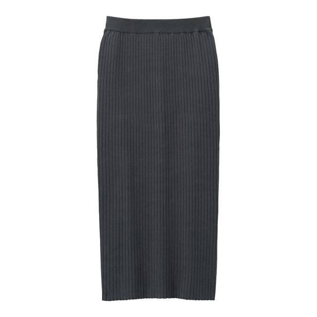 GU／ワイドリブニットナロースカート（BLUE）