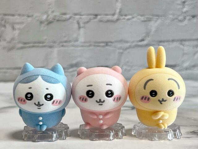 パジャマ姿の3人を並べてみました♡パステルカラーも相まって、癒し効果が絶大…！【ちいかわ　なんか小さくてかわいいどーる】