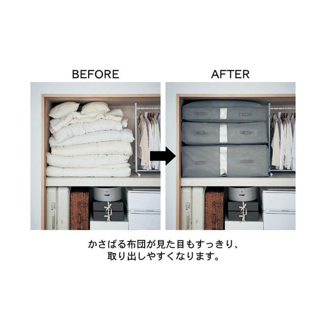  【ベルメゾン　防ダニ・防カビ・抗菌機能が３年続く押入れぴったり布団収納袋 ＜奥行70cm＞｜￥2,790～3,990 （税込）】かさばる布団がスッキリ！整った見た目も◎