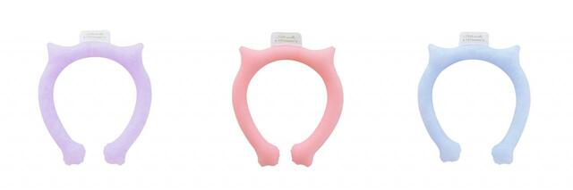 【ビスク プチミネットPCMクーラー（パープル・ピンク・ブルー）】各1,980円：ネコモチーフの耳と手がかわいいクールリング